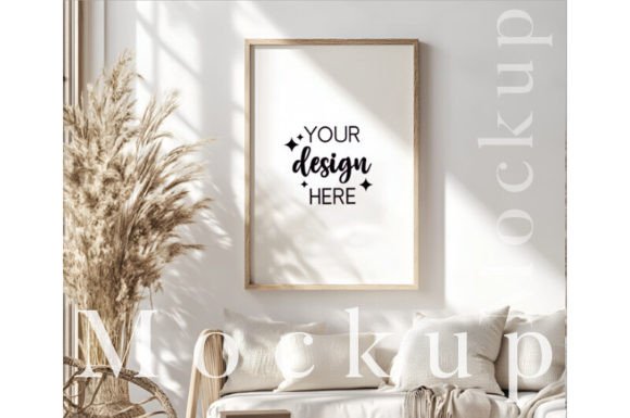 Download A4 Wood Frame Mockup for Wall Art - For wall Collection