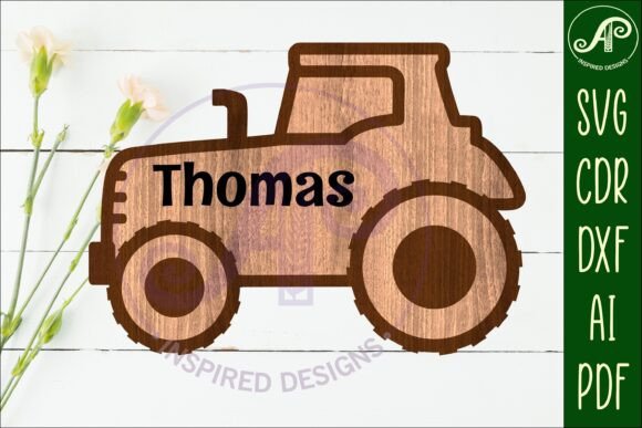 Download Tractor Outline Two Layer Name Sign - Layer name sign Collection