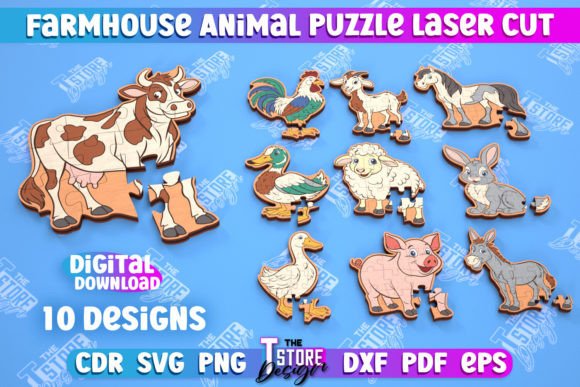 Download Farmhouse Animals Puzzle Laser Bundle - Farmhouse Collection