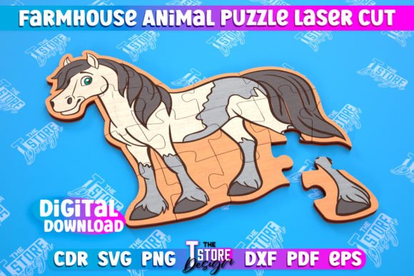 Download Farmhouse Puzzle | Horse Shape Puzzle - Farmhouse Collection