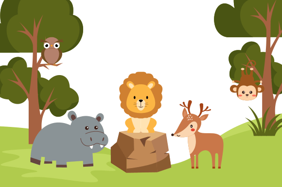 Download Cute Jungle Animals in Cartoon Style - Cute jungle animals Collection