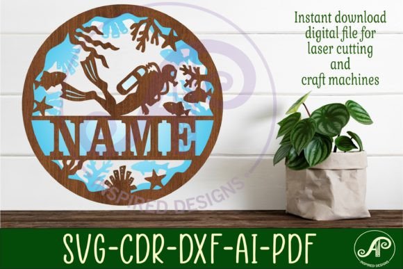 Download Scuba Diver Two Layer Name Sign Svg - Layer name sign Collection