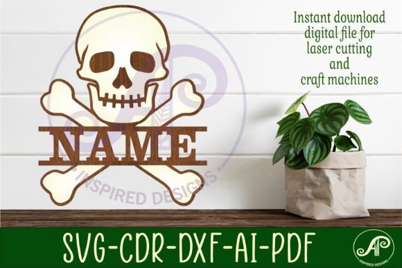 Download Skull and Bones Two Layer Name Sign Svg - Layer name sign Collection