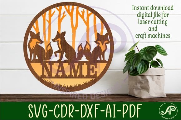 Download Fox Two Layer Name Sign Svg Laser Cut - Layer name sign Collection