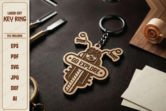 Download Go Explore Bike Laser Cut Keychain SVG - Laser cut keychain Collection